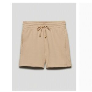 TNA Cozy Fleece Boyfriend Shorts in Tan